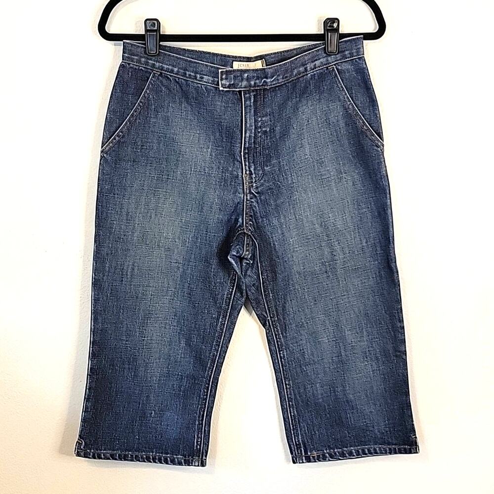 J Crew Capri Pants Women's 8 Denim High Rise Summer Coastal Beachy Preppy